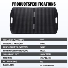 100W Portable Solar Panel for Power Station, 24% High Efficiency ETFE Foldable