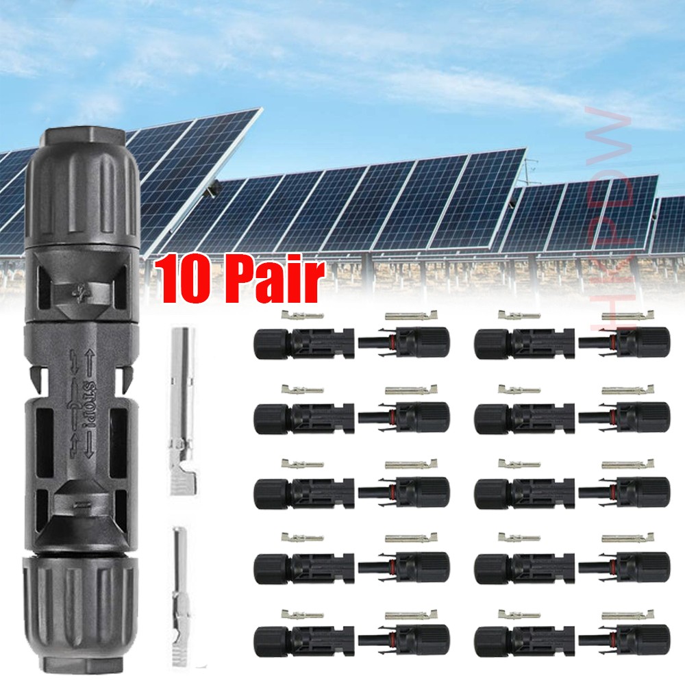 10 Pair Male Female M/F Wire Cable Connector Solar Panel Adapter 30A Waterproof