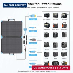 220W Bifacial Portable Solar Panel for Power Station, 23.5% High Efficiency ETFE