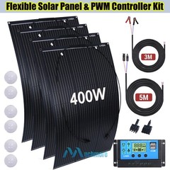 400W 200W 100W Solar Panel Kit Mono Off-Grid 12/24V Home Rooftop RV Charging