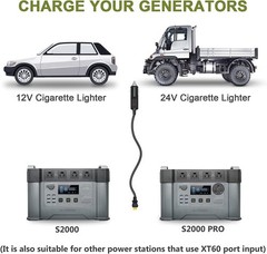 ALLPOWERS Car Cigarette Lighter to XT60 Power Pole Port Solar Cable 1.5M 14AWG