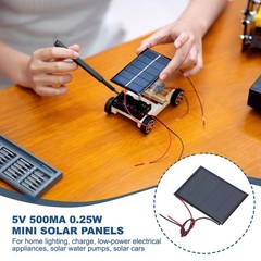 5 Pcs 5V 0.25W 50mA Mini Solar Panels with 2 Cable 60mm x 44mm