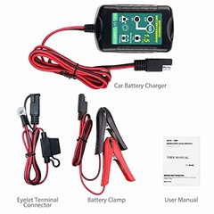 12V/6V Battery Charger Maintainer Trickle for Motorcycle, Car, Marine, AGM/Gel/D