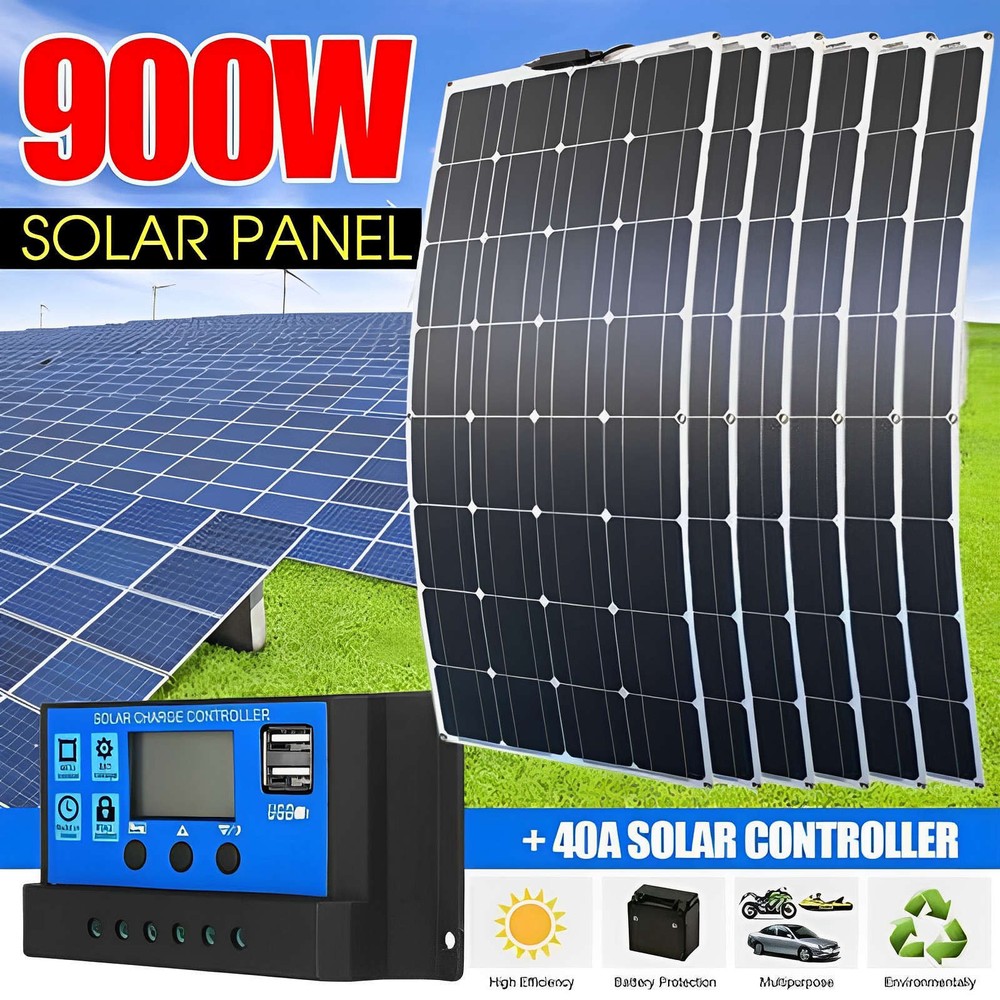 300W 600W 900W 1500W Solar Panels Kit Watt Monocrystalline PV 12V Home RV