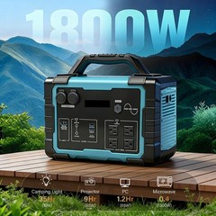 1800W Portable Power Station 2-Way Fast Charging Solar Generator with LED Light