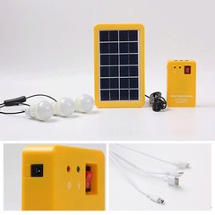 USB Solar Power Panel Generator Kit 5V Charger Home System 3 LED Bulbs Light