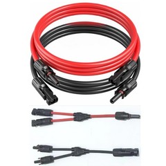 2pcs 10FT 10AWG Solar Extension Cable with Female and Male Connector，with Ext…