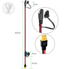 10AWG SAE to XT60 Connector Extension Cable,With 15A Protection Fuse for Safety,