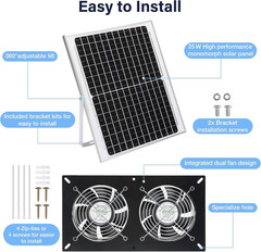 Fanspex Solar 2 Fan Kit, Waterproofed Solar Powered Fans for Outdoor Chicken Coo