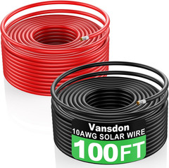 2X100Ft Solar Wire 10AWG， Solar Panel Cable Tinned Copper PV Wire for Outdoor Ca