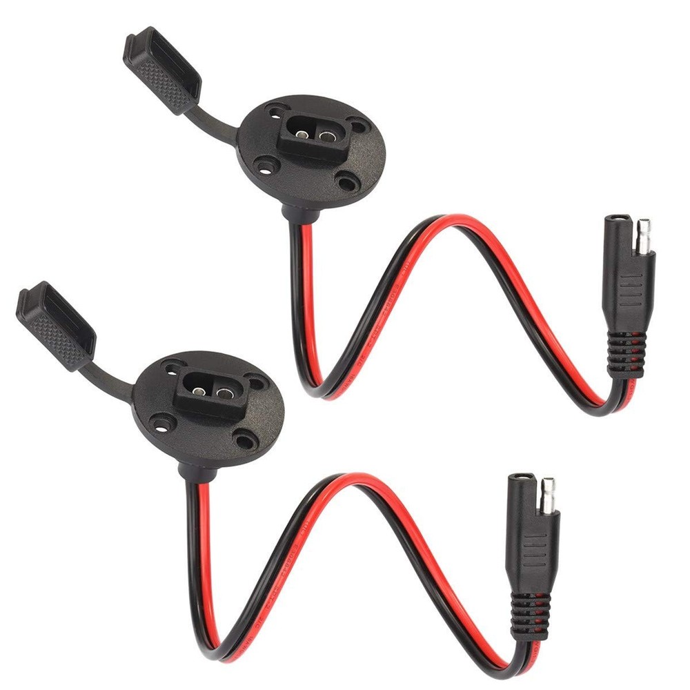 SAE Power Socket Sidewall Port Connector Extension 16AWG Cable, 2 Pin SAE To SAE