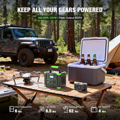 Portable Power Station 330W, 288.6Wh Solar Generator with 60W USB-C PD Output, 1