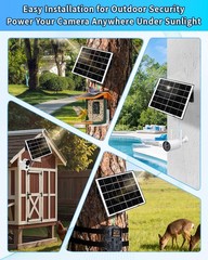 8W Solar Panel for Security Camera, Solar Panel Charger with 5V USBC/Micro/DC…