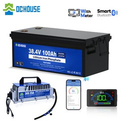 36V 100Ah Lithium Golf Cart Battery with 25A Charger Golf Cart Trolling Motor RV