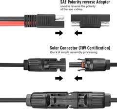 Versatile 2FT SAE to Solar Adapter Cable – 10AWG, Perfect for RVs & Generators