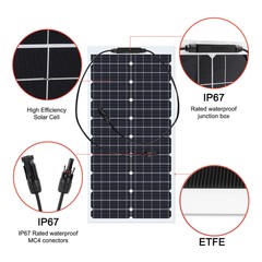 200W Watt Flexible 18V Mono Solar Panel Home RV Rooftop Camping Off-Grid Power