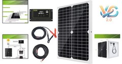 20W Monocrystalline Solar Panel Kit with 10A Charge Controller for RV Boat