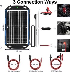 NEW 12W 12V Waterproof Solar Battery Charger Maintainer with MPPT Controller