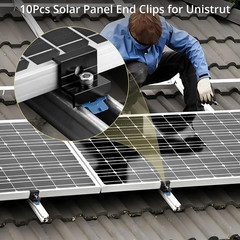 Solar Panel Mounting Kit with 10 End Clamps for Various Roof Types, Black
