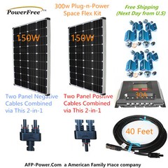 MonoPlus Solar Cells Two 150w Watt Panels 300w 300 Watt Kit 12v Battery RV Boat
