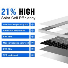 200 Watts 200W Monocrystalline Solar Panel 12V Mono Module for Battery Charger