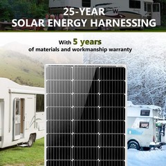HQST 2pcs 100W 12V Monocrystalline Solar Panel, Up to 25% High Efficiency Mod…
