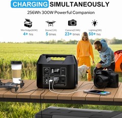 Portable Power Station 300W LiFePO4 Battery Bank Camping AC DC Solar Generator