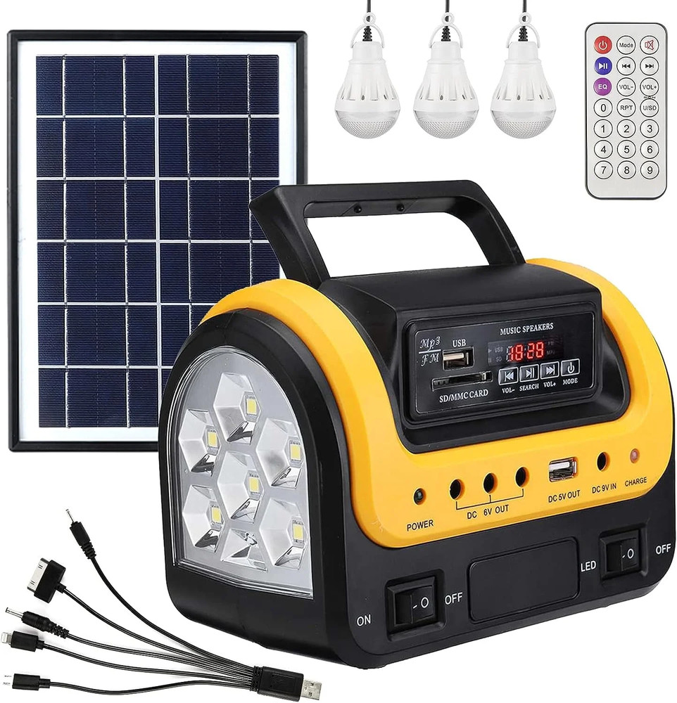 Portable Solar Power Station – Generator with Panel & Rechargeable Bulb