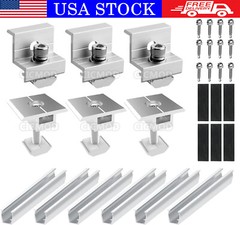 Universal Solar Panel Mounting Fixing Kit Rail Brackets End/Mid Clamp 30mm/35mm