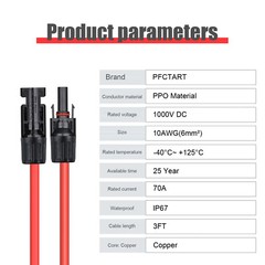 10 AWG Solar Panel Extension Cable Silicone Wire Connectors B&Red 1m/3m/5m/10m