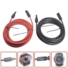 Solar Panel Extension Cable Wire Connector Black+Red 4mm²/12AWG 1 Pair 20ft