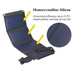 80W USB Solar Panel Kit Folding Power Bank Camping Phone Charger w/Solar Bulb US