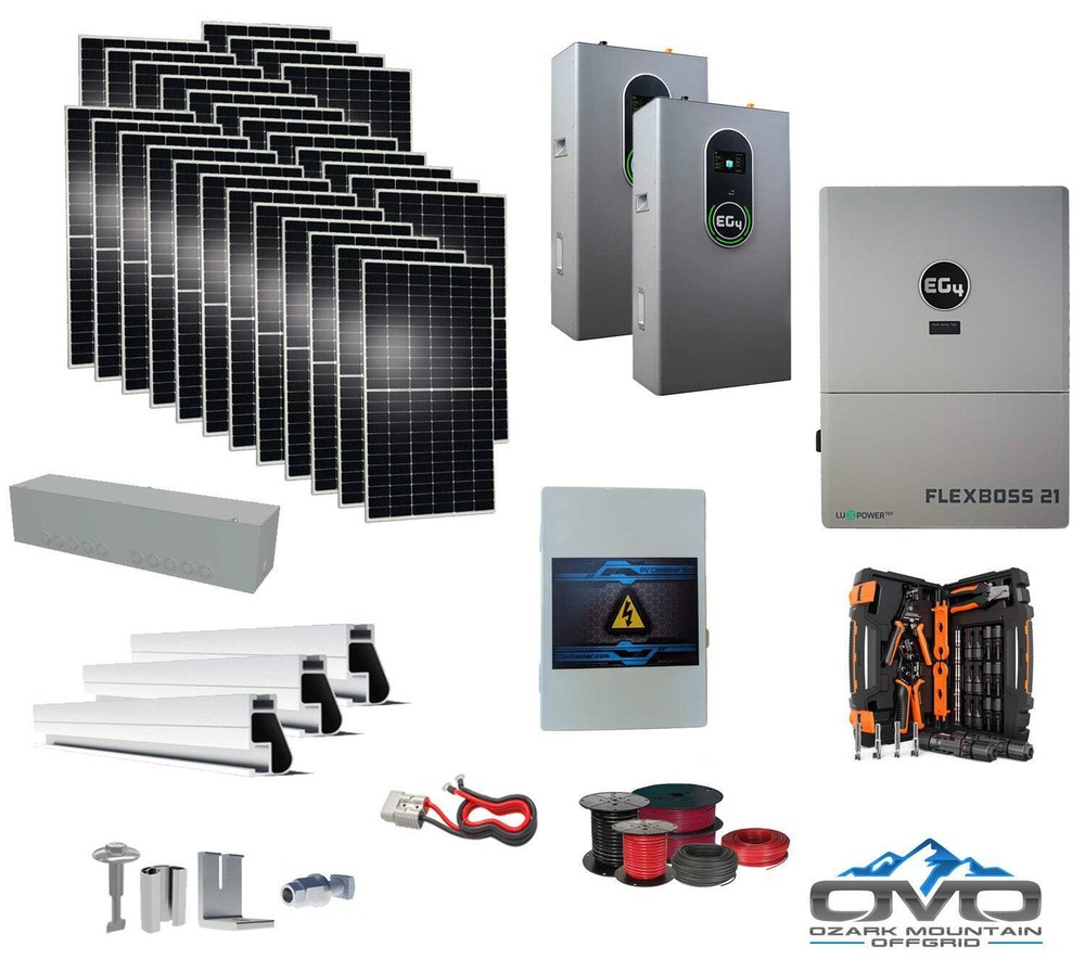 15KW Complete Offgrid Solar Kit + EG4 FlexBOSS21 + 2x 14.3KW 48V EG4 Lithium Ind
