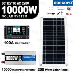 10000W Power Inverter Solar Generator W/200W Solar Panel Home Complete 110V/220V
