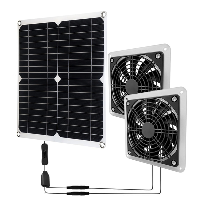 Solar Powered Fan Kit 15W Cooling Fan with Mini Solar Panel for Greenhouse