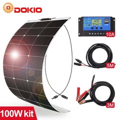 Dokio 100w 200w Monocrystalline flexible Solar Panel Kit for RV/Camper/Boat/Home