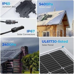 100W Solar Panel Kit, Monocrystalline Panel, 30A Controller