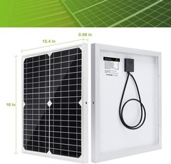 Solar Panel Kit 20W 12V Monocrystalline with 10A Charge Controller