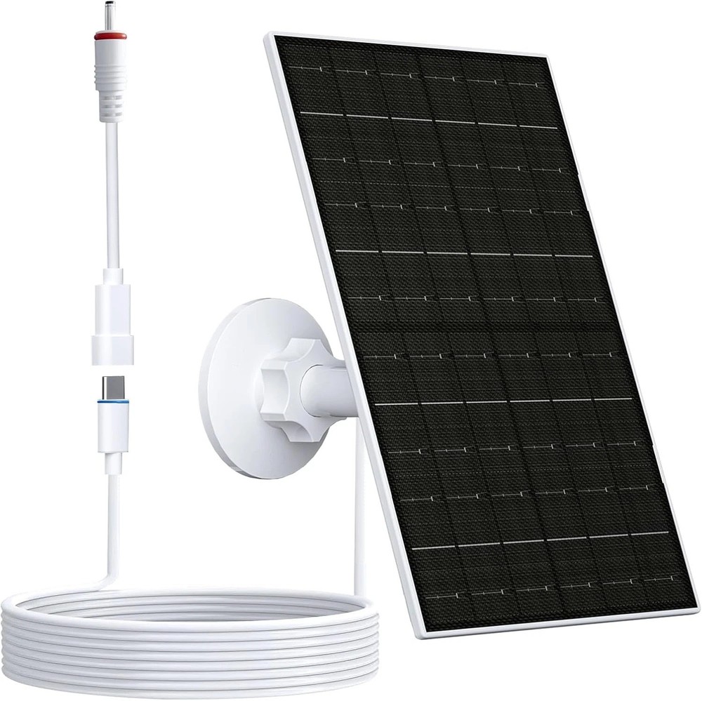 7W Solar Panel for Ring Camera, Solar Charger with USB-C & 3.5Mm Ports for Ring