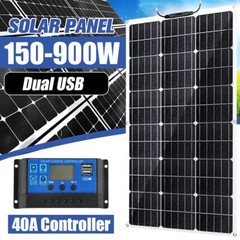 150-900W Solar Panel Kit 18V to220V Battery Charger RV Travel Trailer Camper Van