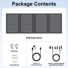 Upgraded 60W USB Solar Charger Solar Panel Foldable for Camping IP67 Waterproof