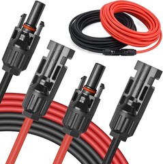 10 FT Solar Panel Extension Cable Black + Red 10AWG Flexible Wire Connectors PV