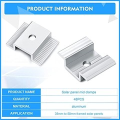 48 Pack Solar Panel Mid Clamps – 1.06″ Aluminum Mounting Brackets for Solar Pane