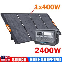 ALLWEI Portable Power Station Solar Generator 2400W 2048Wh with 400W Solar Panel