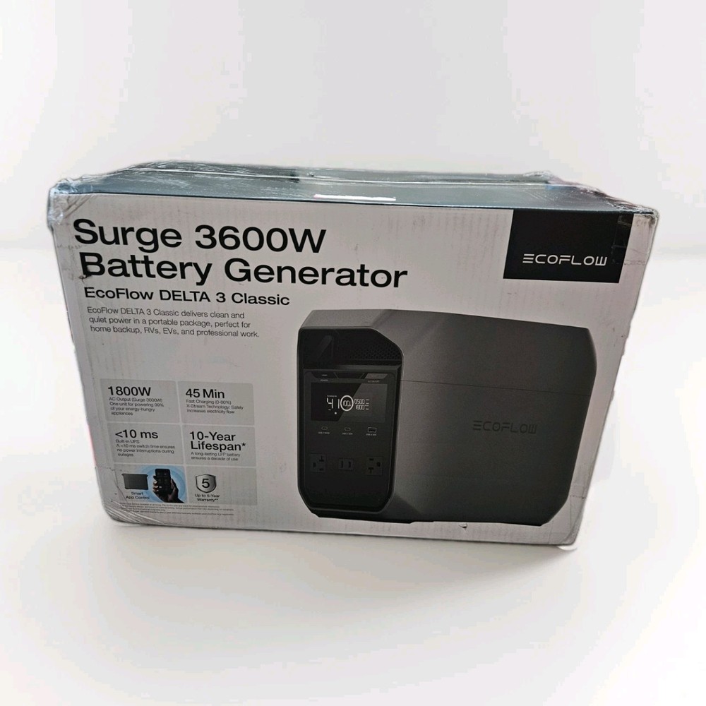 EcoFlow DELTA 3 Classic Portable Power Station | Solar Generator | Brand New