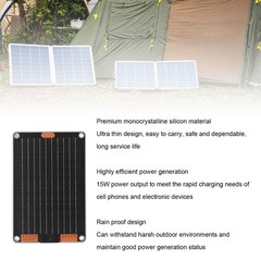 15W 5V 2.5A Solar Panel Battery Charger Monocrystalline Silicon Rain Proof FBIO