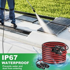 10 AWG Solar Panel Extension PV Cable Wire Solar Connectors Pair Black Red 6mm²