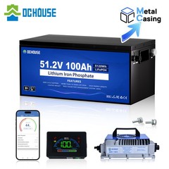 DC HOUSE 48V 100Ah Lithium Lifepo4 Golf Cart Battery Metal Case +18A Charger