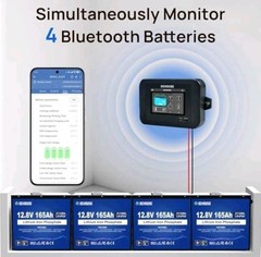DC HOUSE 4-Way Bluetooth Lithium Battery Monitor Range 8-75V & Custom Alarm