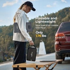 50W Foldable Solar Panel Charger for Camping & Outdoor Use, USB-C & USB-A Output